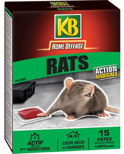 KB HOME DEFENSE RATPAT Pâtes Anti-Rats 150g - 15 pâtes prêtes à l'emploi - Action radicale - Actif dès la première Ingestion - pour lieux secs et humides