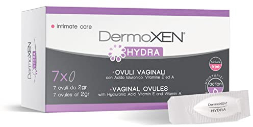 DERMOXEN Ovuli Acido Ialuronico. Ovuli Vaginali per Secchezza, Prurito, Bruciore e Irritazioni. Ideali in Menopausa. Idratanti, Lubrificanti e Lenitivi con Aloe Vera. Senza Ormoni. 7 pezzi