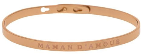 Mes-bijoux.fr Klassischer Armreif aus Messing, Rosé – Mama amour, One Size, Messing, Ohne Stein