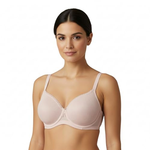 Selene, Sujetador Moldeador para Mujer, Banda Alta Cruzada, con Aros y Copas Acolchadas Decoradas, Colección Violeta