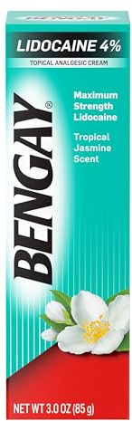 Bengay Lidocaine Pain Relief Cream, Maximum Strength OTC, Non-Greasy Topical Analgesic with 4% Lidocaine to Desensitize Nerves, Numbing Cream with a Soothing Jasmine Scent, 3 oz