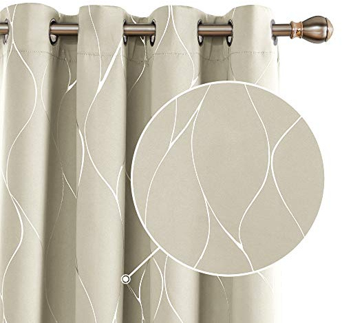 Deconovo Cortinas Opacas con Aislamiento Térmico para Salón Oficina Hotel Decorativas con Ojales 2 Piezas 140x240cm Beige Claro