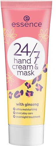 essence cosmetics 24/7 hand cream & mask, Nail Care, Nagelpflege, weiss, pflegend, glättend, ohne Aceton, vegan, Mikroplastik Partikel frei (75ml)