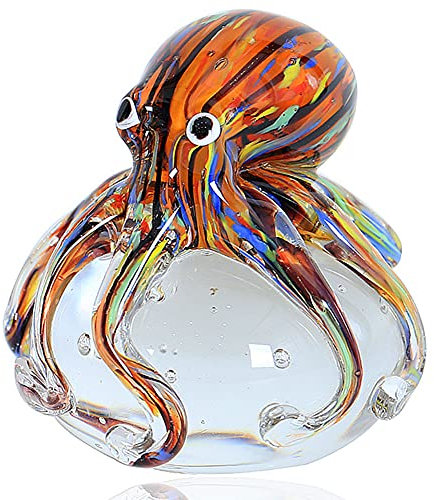 EUSTUMA Glas Octopus Figurine Ornament, Sea Animals Collection für Geburtstagsgeschenk, Glas Büro Papierbeschwerer für Schreibtisch.