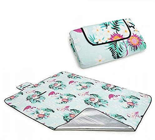 Picknickdecke Wasserdicht, Gepolstert Stranddecke mit Tragegriff, Tragbare Campingdecke für Outdoor Garten Park Strand (Color : Flamingo, Size : 150x200cm)