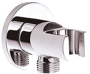 Wandanschlussbogen mit Brausehalter und Schlauchanschluss 1/2 x 1/2 | Messing verchromt