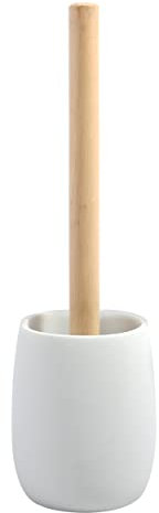 Spirella Sven WC Bürste Toilettenbürste Klobürste WC Garnitur aus Polyresin Weiß Holz