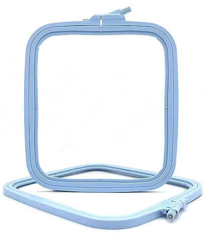 Nurge Quadratischer Stickrahmen – Kunststoff-Kreuzstichrahmen für Nadelspitze & Stickerei – verstellbarer Bastelrahmen – Blau – Nr. 4 (groß)