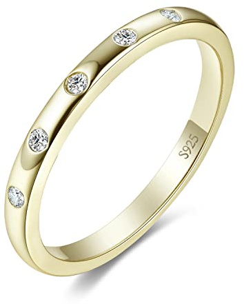 JewelryPalace 3 Ringe Zirkonia Silber 925 Ring Damen, Weißgold Rosegold Gelbgold Vergoldet Hochzeitsringe Trauringe Eheringe, Vorsteckring Bandring, Ringe Set, Frauen Schmuck mit Stein