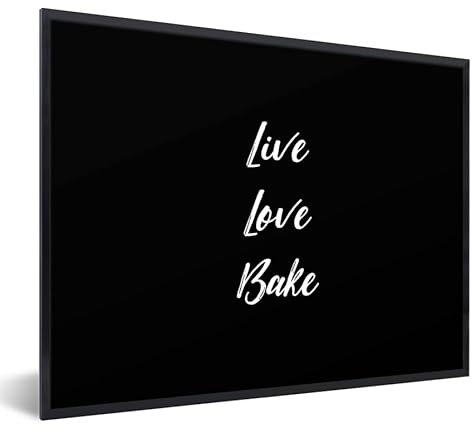 MuchoWow Poster encadré Citations - Cuisine - Live Love Bake - Proverbes - Pâtisserie Tableau deco avec cadre 40x30 cm affiche decoration murale