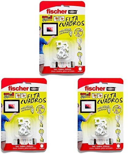 fischer - Porta retratos sin agujeros, 8 uds, Blanco, Paquete de 3