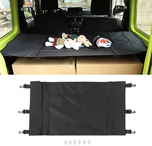 VITREGEN Couverture de Rideau de Coffre arrière de Voiture Sac de Rangement Filet Porte-Bagages Rideau pour Suzuki Jimny 2019 2020 2021 2022 Accessoire Toile Noire Accessoires d'intérieur de Voiture