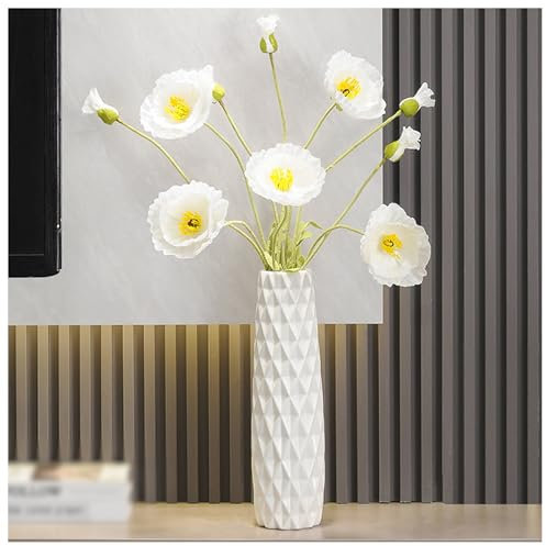 KSYGINXD Weiße Bodenvase, 45,7 cm hoch, dekorative Tischvase aus Keramik, für Wohnzimmer, stabiler Blumenhalter mit Ananas-förmiger Textur für Heimdekoration, Trockenblumenarrangement, Einweihungsbüro