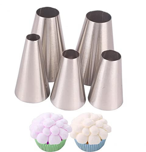 Casiler 5pcs/set Round Cake Nozzles Cream Fondant Biscuit Decoration Stainless Steel Pastry Icing Piping Nozzle Tips