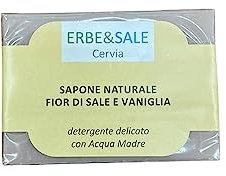 Kräuter & Hirschsalz Natürliche Seife Salz Blume und Vanille mildes Reinigungsmittel mit Wasser Mutter 100 g Made in Italy