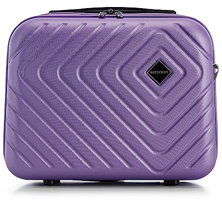 WITTCHEN Cube line Kosmetikkoffer Kulturbeutel ABS Mit Geometrischer Prägung Schultergurt Kunststoffgriff Kosmetiktasche Damen Reiseetui Größe XS Lila