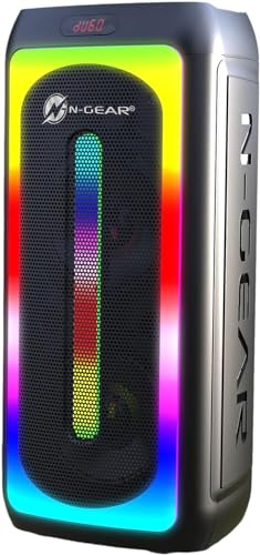 N-Gear Let's Go Party Juke 808 - Altoparlante Bluetooth portatile - Scatola per feste TWS da 500 Watt con luci da discoteca e 2 microfoni in dotazione - 6 ore di riproduzione