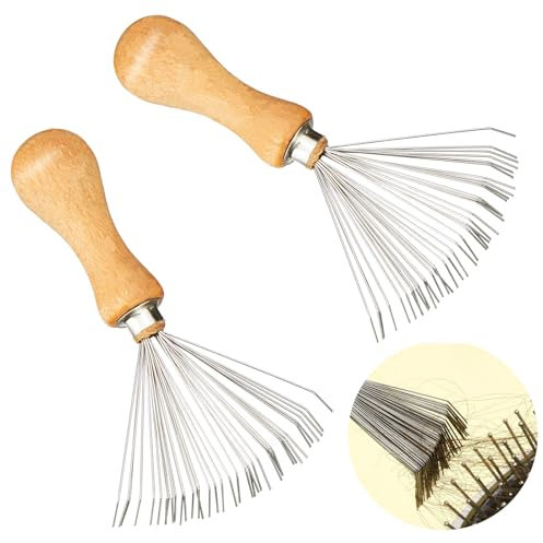 Sugeru® Brosse Nettoyante en Bois Pour Peigne 2pcs, Outil de Nettoyage Portable Pour Cheveux avec Poignée, Pour Toutes les Tailles de Peignes, Tapis de Bain