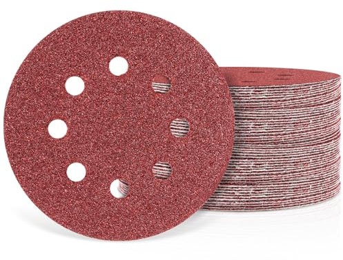 Bolatus 30Pcs 125mm Sanding Discs, 5 Inch 8 Hole Hook and Loop Round Orbital Sanding Pads, 40 60 80 120 240 320 Grits Sanding Discs