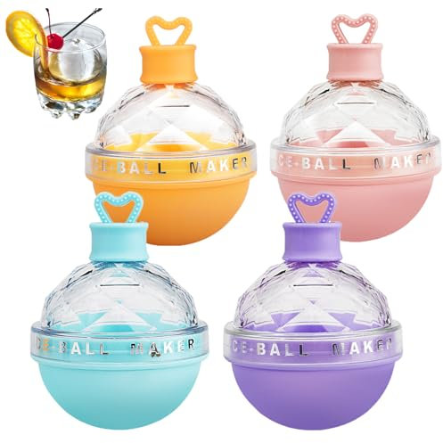 Euleryoo Molde de silicona，Molde para Hacer Bolas de Hielo, Cubiteras para Hielo Grande con Tapa Cubitera，Silicona Moldes para Cubitos de Hielo Redonda sin BPA, para Bebidas Frías, Whisky y Cócteles
