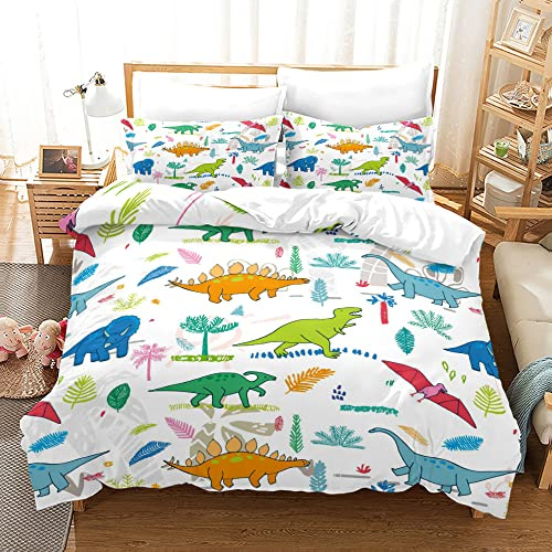 Copripiumino Matrimoniale Foglie Dinosauro Set Copripiumino,1Xcopripiumino E 2Xfedere,Completo Parure Letto Microfibra,Per Letto Super King,Set Di Biancheria Da Letto