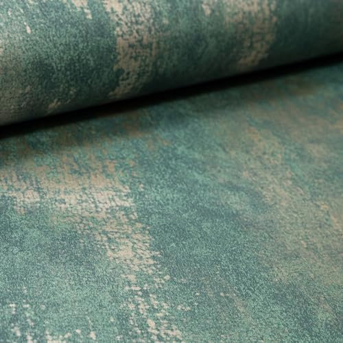 SOPHIE LAURENCE Green Copper Gold Industrial Concrete Effect Wallpaper - Modern Metallic Shimmer Finish for Bedrooms, Living Rooms, and More - 0.53m x 10.05m Roll