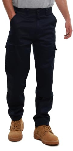 Ranger Knee Pad Work Trousers, Cargo Combat Style Tactical Work Pants. Build for Tradesmen, Builders & Plumbers, Kneeling Trousers in Black & Navy (34W / 31L)