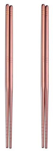 CHFYIJYHM Set di bacchette for sushi riutilizzabili Bacchette in metallo cinese for alimenti in acciaio inossidabile 304(Rose gold 2 pairs)