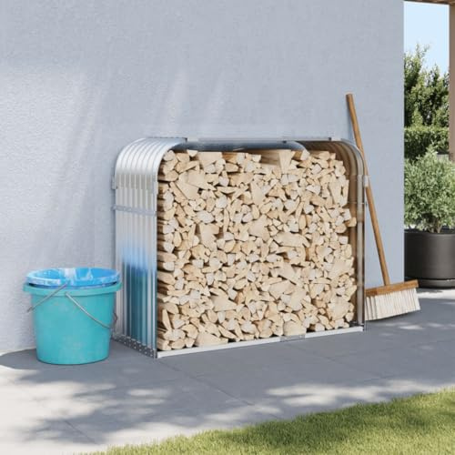 ShGaxin Kaminholzunterstand Silbern 120x45x100 cm Verzinkter Stahl, Holzunterstand, Holzstapelhilfe, Aufbewahrung Holz, Holzregal, Brennholzregal Außen, Kaminholz Aufbewahrung - 364593