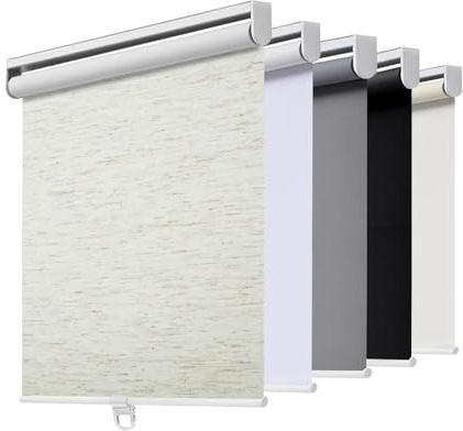 AOSKY Blackout Cordless Roller Shade for Windows, 27W x 72H, Linen Cream