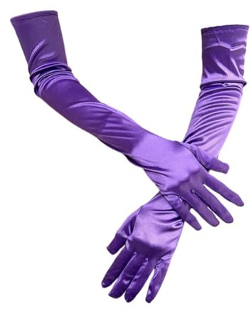 BrightGlow Lang Damen Satin 55cm Classic Elegant Abendhandschuhe 1920er Elastic Satinhandschuhe Opera Party Halloween Karneval Kostüm Opernhandschuhe Braut