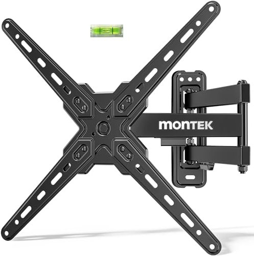 monTEK TV Wandhalterung für 13-55 Zoll Flach & Curved Monitor bis zu 25kg, Schwenkbare und Neigbare Fernseher Halterung, Ausziehbare Wandhalterung Fernseher, max. VESA 400x400 mm