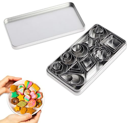 Kleine Keksausstecher aus Edelstahl, 30 Stück Mini-Ausstecher-Set, Geometrischen Ausstechformen, für Keksausstecher, Teig, Fondant, Backen, Kuchen, Kekse