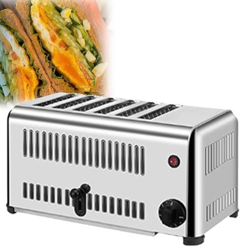 Tostadora Comercial, Tostadora De Pan Con Ranura Ancha Con 5 Configuraciones De Sombra, Tostadora De Acero Inoxidable, Bandeja Para Migas ExtraíBle, FuncióN De Cancelar,Fourpieces