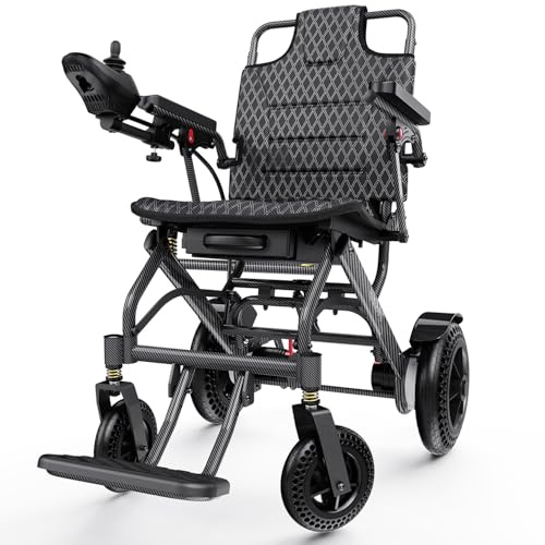 Lightweight Electric Wheelchair Foldable for Adults with Ergonomic Seat, 24Ah Lithium Battery / 500W Motor, 30 Miles Portable Power Motorized Wheelchair, All Terrains Electric Wheel Chair (A10-24AH)