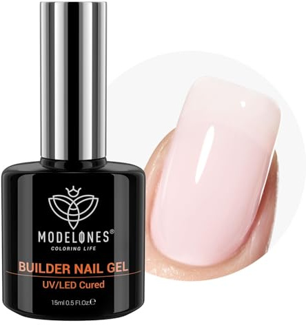 modelones uppbyggnadsgel för gelnaglar, 8-i-en builder gel barely rosa, UV-gel för nagelförlängning och modellering och styrka förlängning hardgel Base nagelkonst gör-det-själv 15 ml