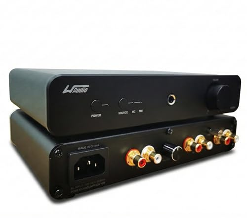 WAudio Phono Preamp for Turntable MM/MC with Headphone Amplifier, Volume & Balance Control - High Fidelity Vinyl Record Player Preamp, Low Noise RIAA Equalizer, Ground Loop Isolator (Black)