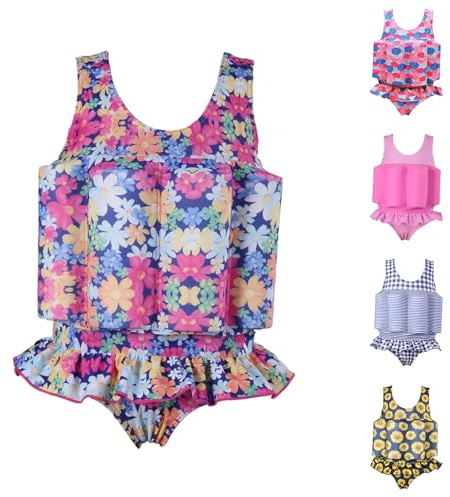 Maillot de bain avec flotteur pour bébé fille, Maillots de Bain Flottants Flottabilité adjustable Protection Combinaison Flottante à Flottabilité pour sécurité Confiance Aide à la (2-3Years)