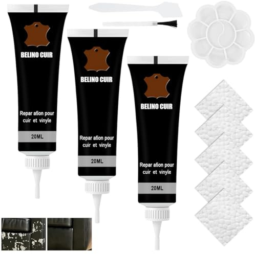 Colori Kit Riparazione Pelle, Crema di Riparazione, Con attrezzi Gel di Riparazione per Pelle Liquid, Balsamo Riparazione Pelle per Divano, Giacca Seggiolino Auto, Cappotti Crack, Buchi