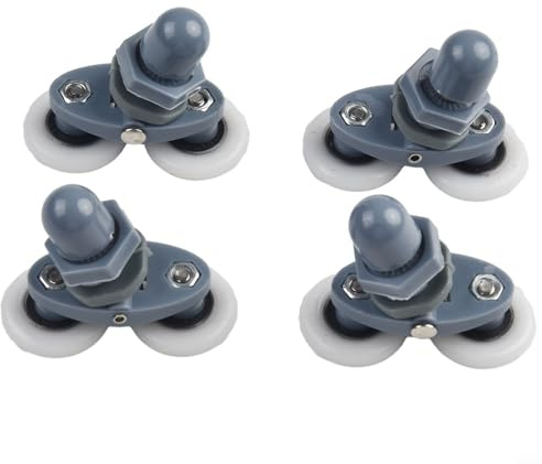 Eawfgtuw Doppelrollen für Duschtüren, Ersatz-Set, 19/23/25/27 mm Nylonräder mit Edelstahl-Kugellagern, leichtgängiges, geräuscharmes Gleiten für gerade, gebogene und (25 mm)