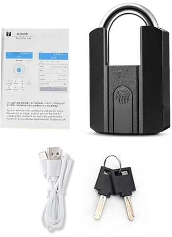 Asixxsix Cadenas à Empreinte Digitale, Serrure Intelligente Bluetooth étanche IP67 Rechargeable par USB, clés APP, Serrure biométrique combinée pour Portail, Salle de Sport, Armoire
