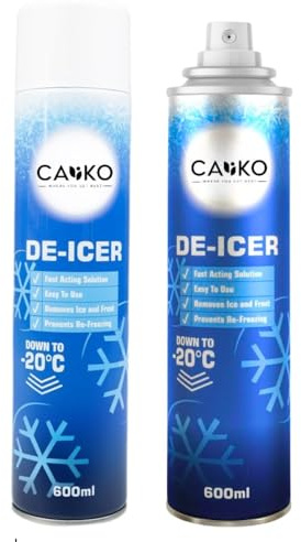 Caliko De icer Spray For Car 600ml | Pack of 2 Deicer Car Windscreen Spray Fast Acting Melts Ice and Frost Quickly For Windows/Mirrors | Operates at -20°c and Prevents Re-Freezing.
