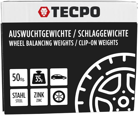TECPO Schlaggewichte Zink Auswuchtgewichte 35g x 50 Wuchtgewichte für Stahlfelgen korrosionsbeständig Radwuchtung Auswuchtmaschinen
