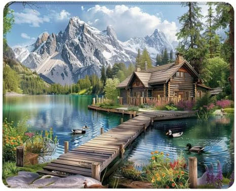 Mouse Pad Gaming Mouse Mat 240 x 200 mm Office Mousepad, Gaming Mat with Waterproof, Non-Slip Rubber for Improved Accuracy Mousemat Suitable for PC, Computers, Laptop, Office, Home Gifts, House D0-299