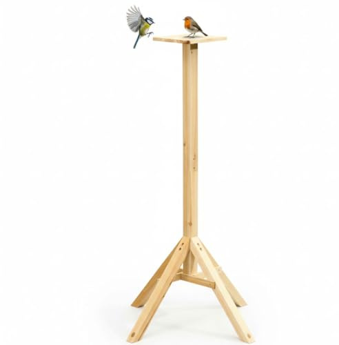 Mucola Vogelhausständer Holz 105 cm für Vogelhaus Futterhaus unbehandelt | Standfuß 66,5x66,5 cm, vorgebohrte Löcher zur Bodenbefestigung, streichbar, lasierbar, ölbar, Outdoor, inkl. Montagematerial
