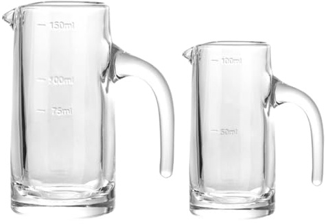 Housoutil Caraffe Graduate in Vetro 100Ml e 150Ml Bicchieri Graduati per Liquori e Vino Decanter per Misurazione e Servizio in Casa Bar e Ristoranti Set da 2 Pezzi Trasparenti Fondo