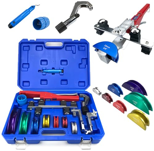 Kit piegatubi manuale per tubi in rame, alluminio, acciaio - Strumento piegatubi a cricchetto a 90° per HVAC, refrigerazione e idraulica
