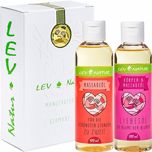 Lev-Natur Massageöl & Gleitöl Set 2 x 100ml, Naturprodukt, Erotiköl, Intimmassage, Unisex, Erwachsene (Paare)