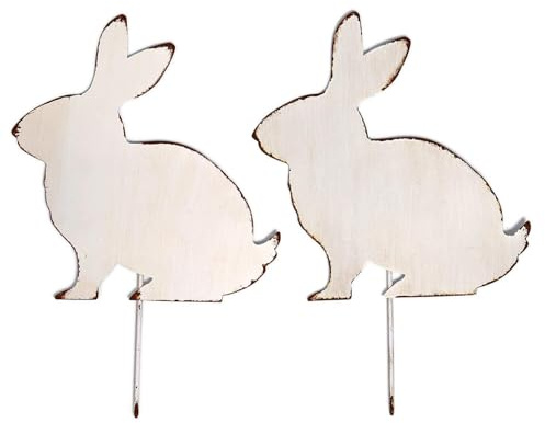 Loberon Deko-Hase 2er Set Marty, mit Erdspießen, für den Garten oder Innenbereich, Ostern, Osterfiguren, Osterdekoration, Metall, grau