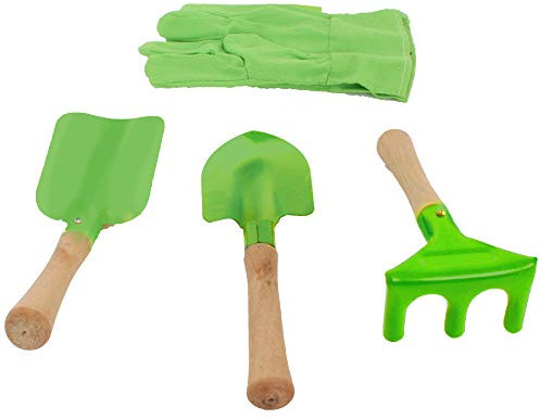 PLANETE Plante - Set di 3 Attrezzi da Giardinaggio per Bambini e Guanti - Attrezzi da Giardinaggio - 170516 - Metallo - Giardino - Natura - Pianta - Fiori - Gioco per Bambini - A Partire dai 3 Anni